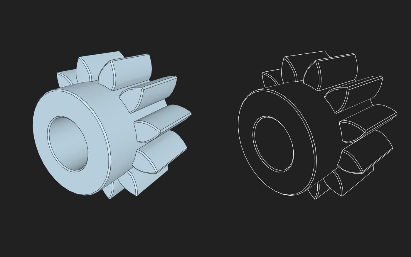 Preview3D showing one model in its render modes
